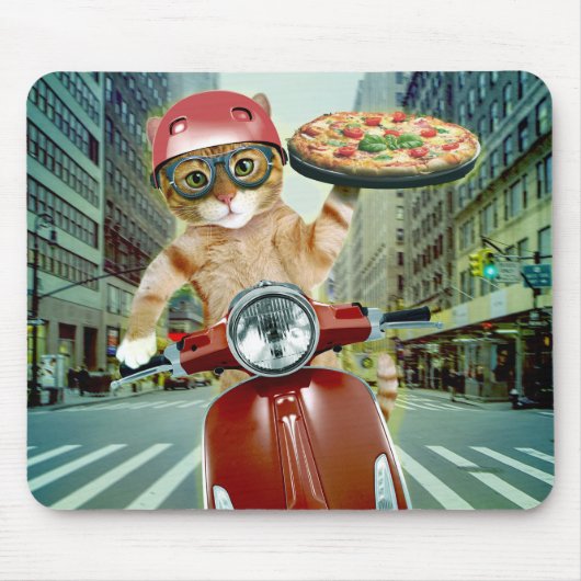 Pizza cat - cat - pizzabezorging muismat (Voorkant)
