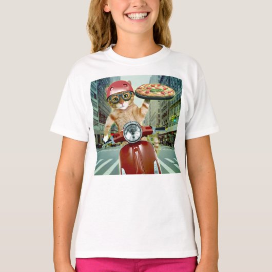 Pizza cat - cat - pizzabezorging t-shirt (Voorkant)