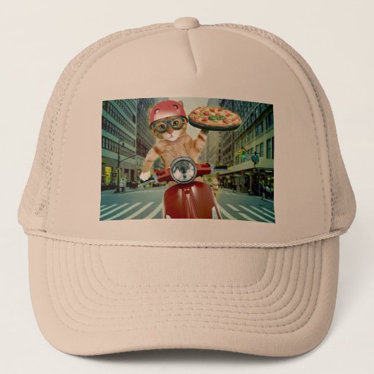 Pizza cat - cat - pizzabezorging trucker pet (Voorkant)