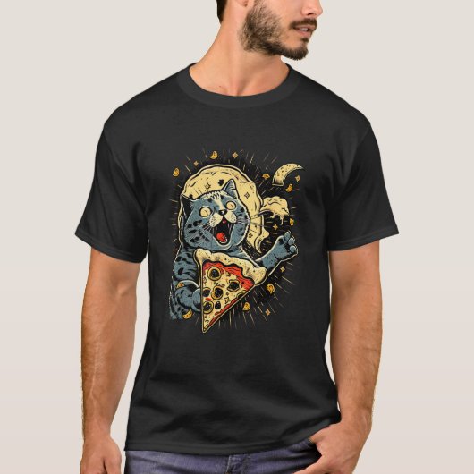 Pizza Cat  Design Fast Food Cat T-shirt (Voorkant)