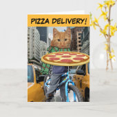 PIZZA CAT - PIZZA BIRTHDAAGKAARTEN VAN DE CAT KAART (Gele Bloem)