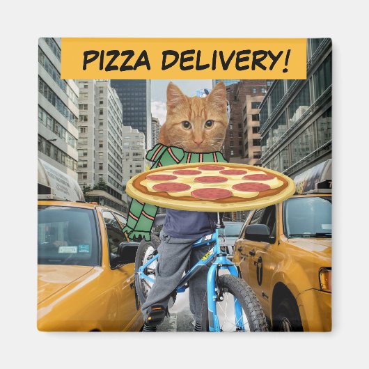 PIZZA - CAT PIZZA LEVERING! MAGNETEN (Voorkant)