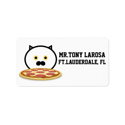 PIZZA CAT RETRUN ADRESETIKETTEN ETIKET (Voorkant)