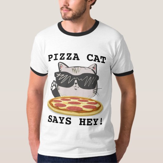 PIZZA CAT ZEGT HÉ! Funny T-shirts (Voorkant)