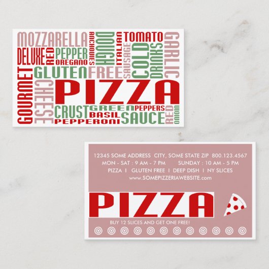 pizza (chat) klantenkaartje (Voorkant / Achterkant)