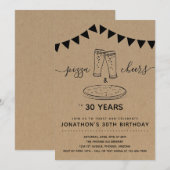 Pizza & Cheers & Beers Birthday Party - Elke leeft Kaart (Voorkant / Achterkant)