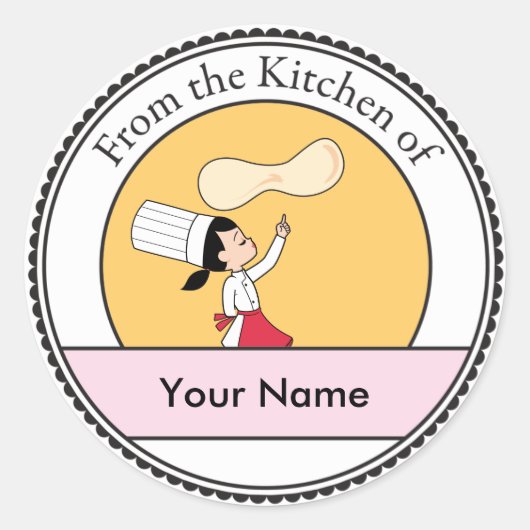 Pizza Chef Art Ronde Sticker (Voorkant)