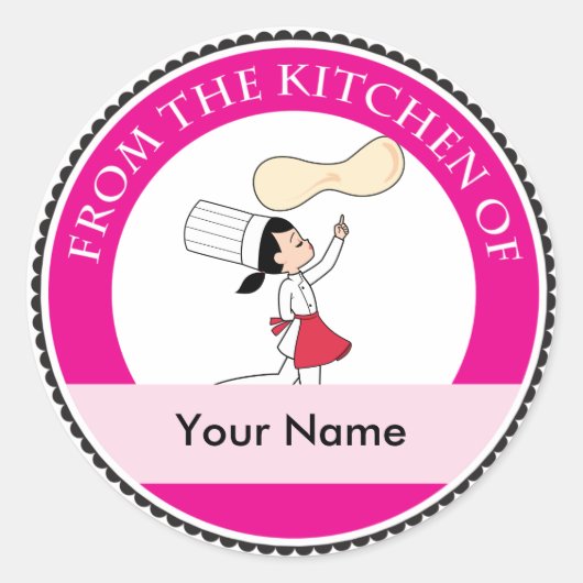 Pizza Chef Art Ronde Sticker (Voorkant)