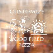 Pizza Chef Fired Brick Oven Pizzeria aanpassen Raamsticker (Vel 2)