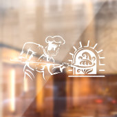 Pizza Chef Fired Brick Oven Pizzeria Raamsticker (Vel 2)