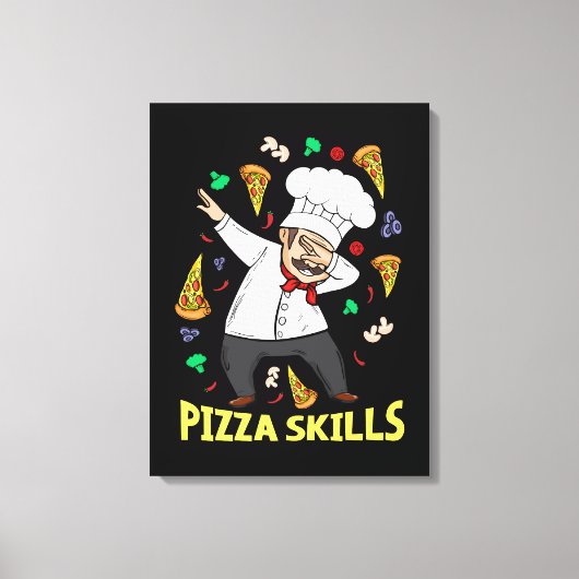 Pizza Chef Gift Italiaans Pizza Lover Mannen Pizza Canvas Afdruk (Voorkant)