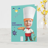 Pizza Chef 🎂 Head in Hole Cook Fun Verjaardag Kaart (Gele Bloem)