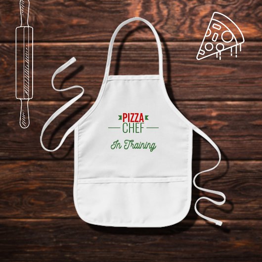 Pizza Chef in opleiding - rood wit groen Kinder Schort