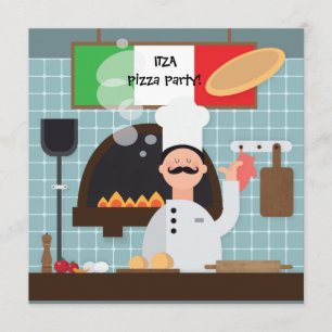 Pizza Chef Invitation Kaart