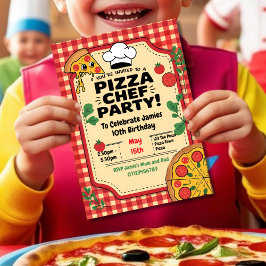 Pizza Chef Kids verjaardagsfeestje Kaart