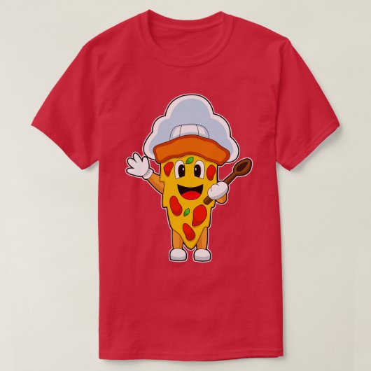 Pizza Chef-kok kooklepel T-shirt (Design voorkant)
