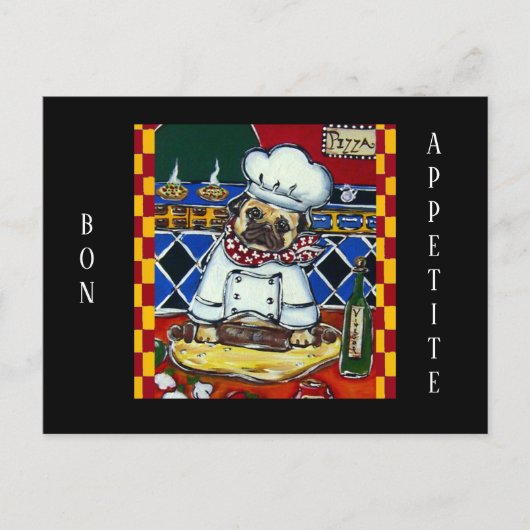 Pizza Chef Mops Briefkaart (Voorkant)