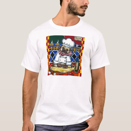 Pizza Chef Pug T-shirt (Voorkant)