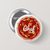 Pizza chef ronde pinback-knopnaamkaart ronde button 5,7 cm (Voorkant /achterkant)