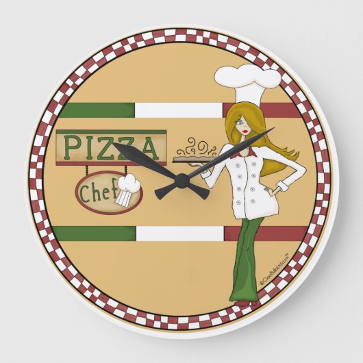 Pizza Chef Round Wall klok (Voorkant)