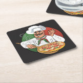 Pizza Chef Sketch Kartonnen Onderzetters (Schuin)