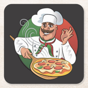 Pizza Chef Sketch Kartonnen Onderzetters