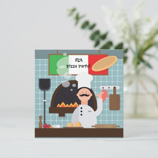 Pizza Chef Uitnodiging (Staand voorkant)