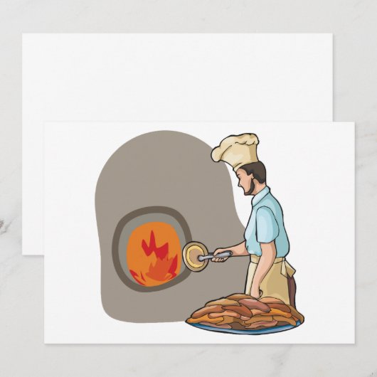 Pizza Chef-uitnodigingen Kaart (Voorkant / Achterkant)
