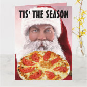 PIZZA CHRISTMAS SANTA BIG WENSKAARTEN KAART (Gele Bloem)