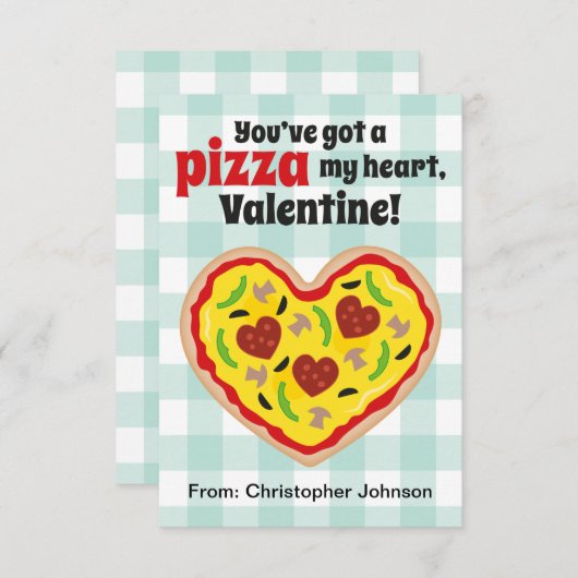 Pizza Classroom Valentijn Kaarten voor kinderen (Voorkant / Achterkant)