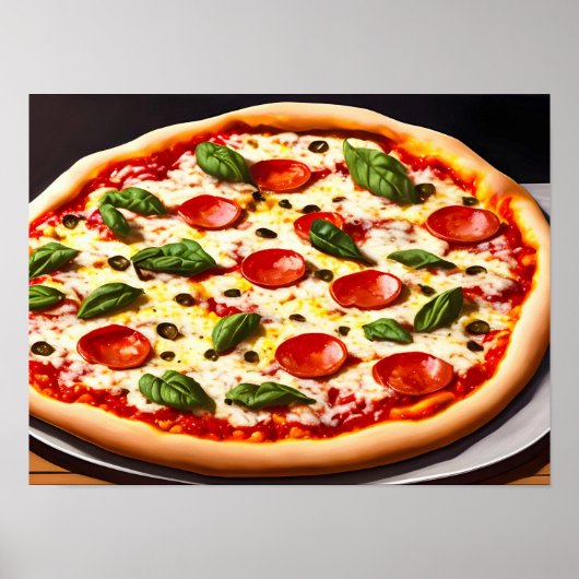 Pizza close-up Fotografie Poster (Voorkant)