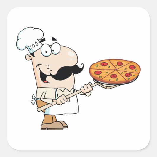 Pizza Cook Vierkante Sticker (Voorkant)