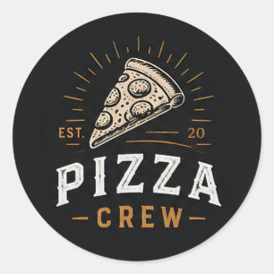 🍕 Pizza Crew Italiaanse Pizzeria Personeelslogo � Ronde Sticker