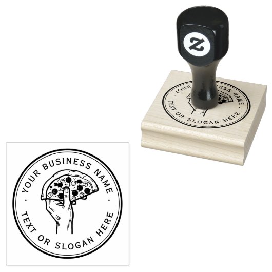 Pizza Custom Business Logo Groot Rubberstempel (Gestempeld)