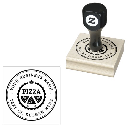 PIZZA Custom Business Logo Large Rubberstempel (Gestempeld)