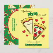 Pizza Cute Kinder Classroom Valentijn Card Briefkaart (Voorkant / Achterkant)