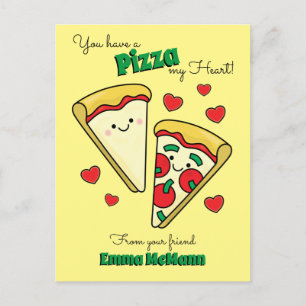 Pizza Cute Kinder Valentijnsdag Kawaii Briefkaart