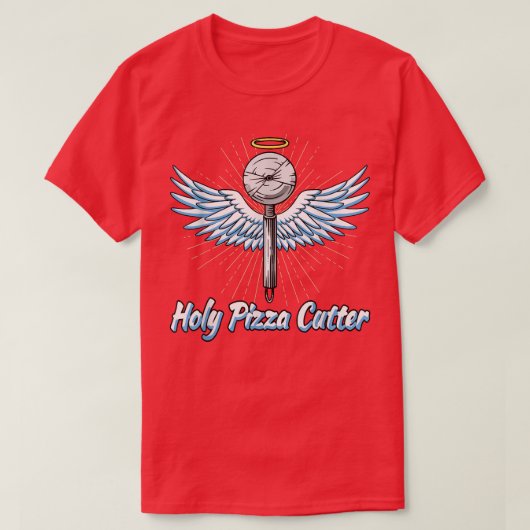 Pizza Cutter met de ogen van een engel, de Heilige T-shirt (Design voorkant)