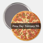 Pizza Day February Food Holiday Button Magnet (Voorkant / Achterkant)
