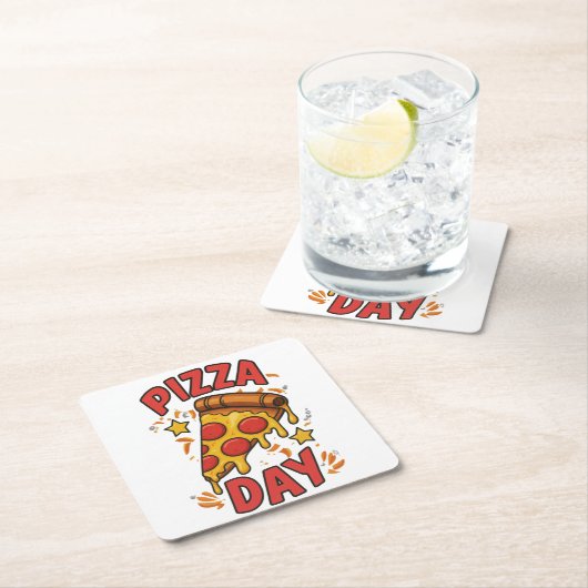 Pizza Day – Leuke Pepperoni Pizza Slice Design Kartonnen Onderzetters (Insitu)