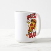 Pizza Day – Leuke Pepperoni Pizza Slice Design Koffiemok (Voorkant rechts)