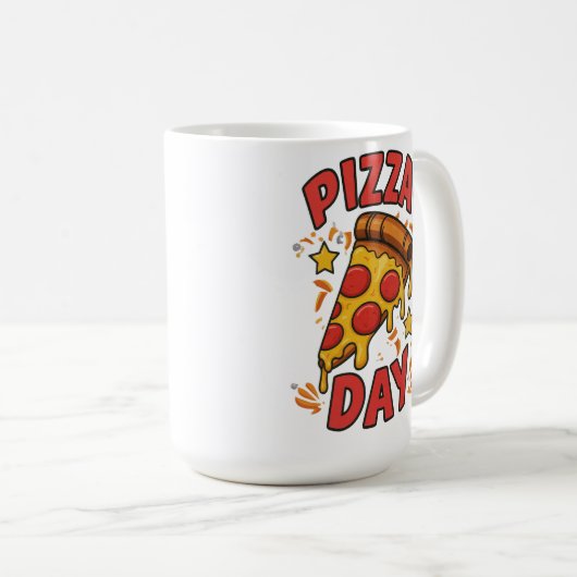 Pizza Day – Leuke Pepperoni Pizza Slice Design Koffiemok (Voorkant rechts)