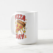 Pizza Day – Leuke Pepperoni Pizza Slice Design Koffiemok (Voorkant links)
