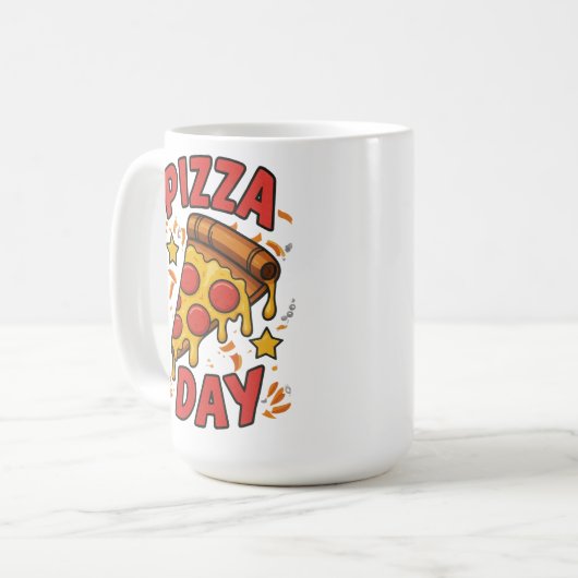 Pizza Day – Leuke Pepperoni Pizza Slice Design Koffiemok (Voorkant links)