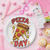 Pizza Day – Leuke Pepperoni Pizza Slice Design Papieren Bordje (Feest)