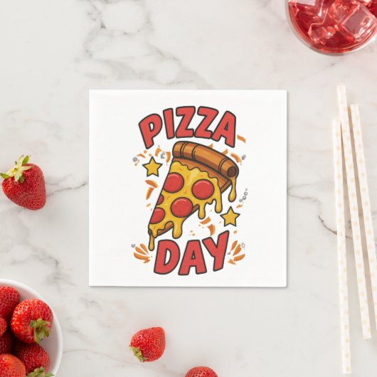 Pizza Day – Leuke Pepperoni Pizza Slice Design Servet (Insitu)