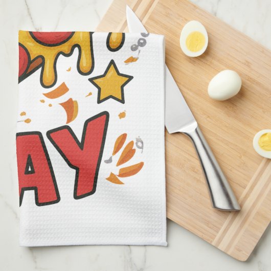 Pizza Day – Leuke Pepperoni Pizza Slice Design Theedoek (Quarter Fold)