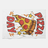 Pizza Day – Leuke Pepperoni Pizza Slice Design Theedoek (Horizontaal)