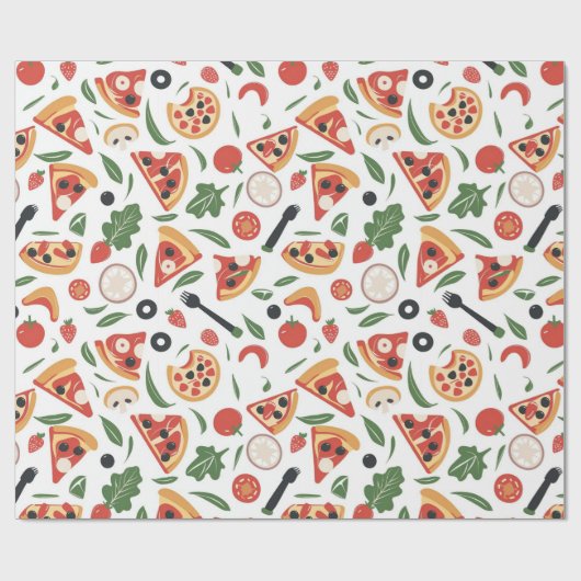 Pizza Day Pattern Wrapping Paper | Fun Foodie Cadeaupapier (Vlak)