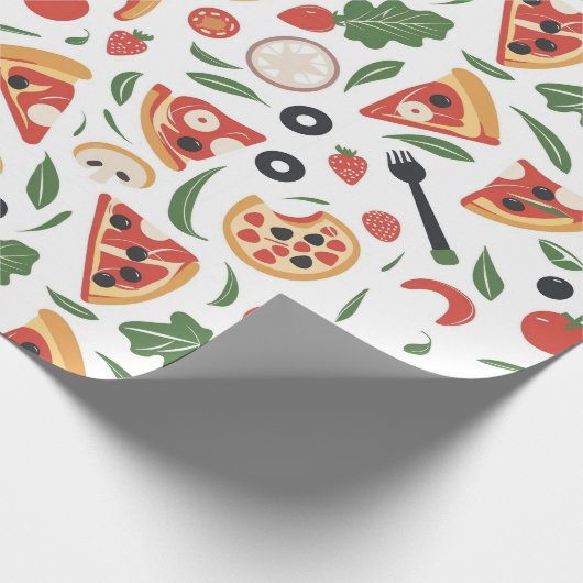 Pizza Day Pattern Wrapping Paper | Fun Foodie Cadeaupapier (Hoek)